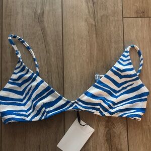 Triangl Swimwear Blue and White Bikini Top